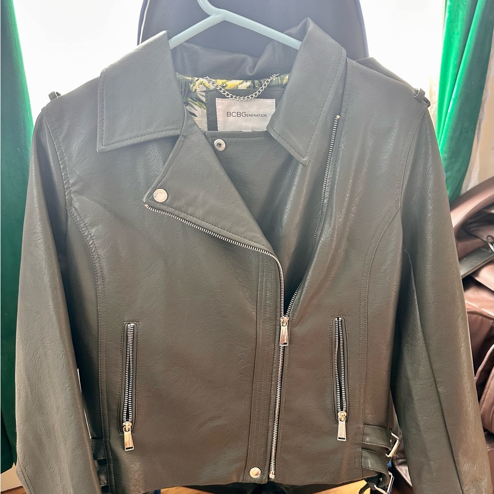 BCBGeneration Women's Olive Leather Jacket